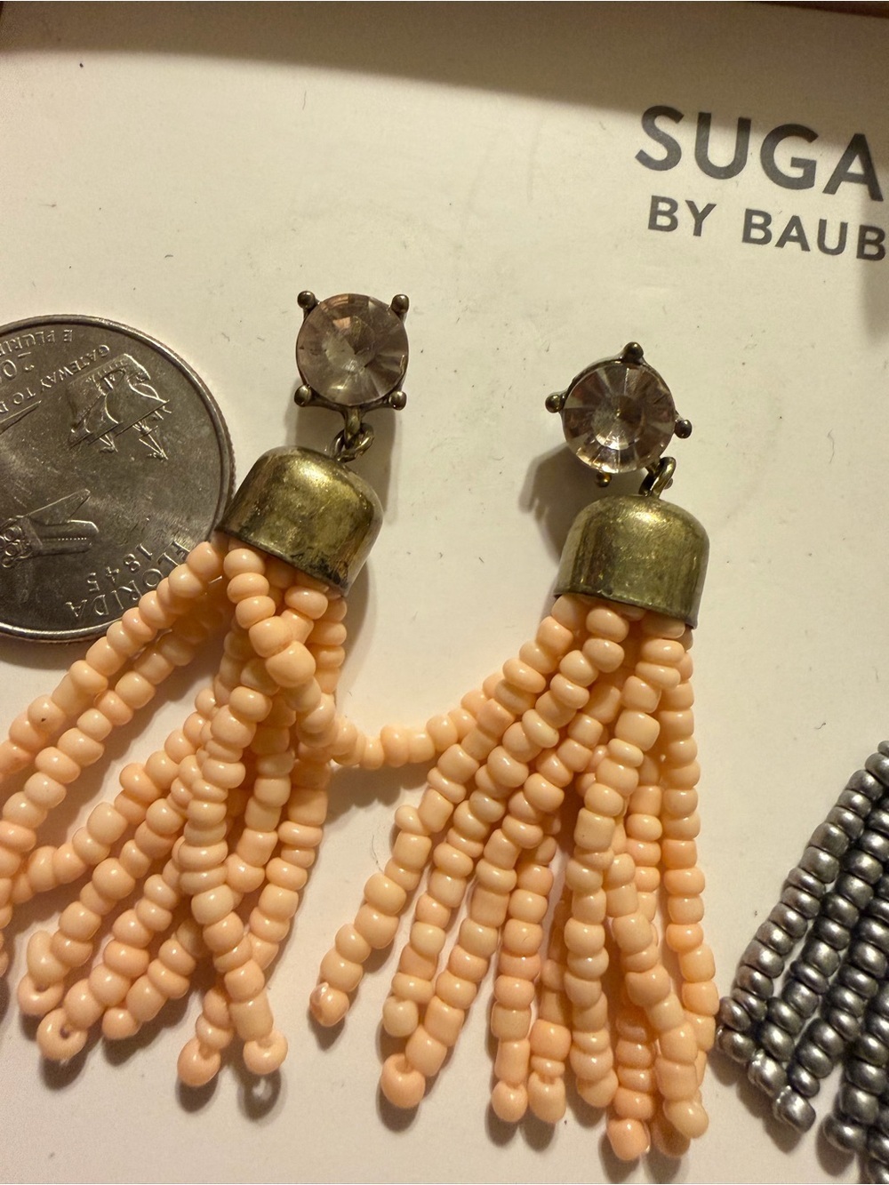 Baublebar Sugarfix Peach and Gunmetal Tassel Earrings — Set of 2 - Picture 2 of 6